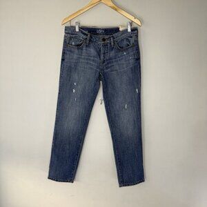 Ann Taylor LOFT Size 26 2 NWT Boyfriend Distressed Straight Leg Jeans Denim